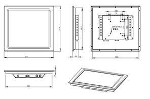 IP65 15 inch Industrial Touch Screen Display Embedded / Wall Mounted