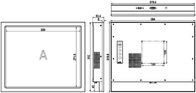 Industriële 17 inch touchscreen monitor IP65 250cd/m2 Aluminium legering Draad tekening