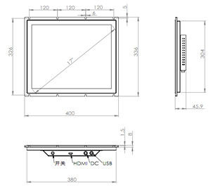300 cd/M2 Industrial Touch Screen Monitor 10 inch Display 24V DC Power Input