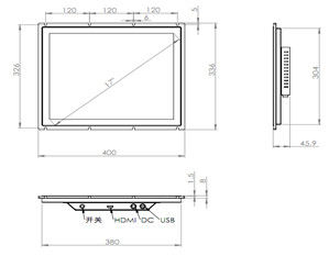 Verstelbare capacitieve touch industriële monitor 17 inch 300 cd/m2 Helderheid